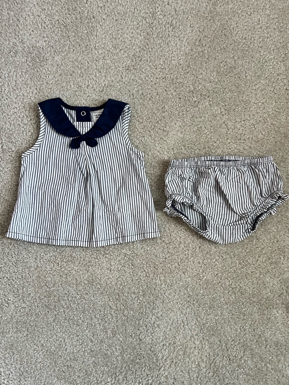 Carters Navy & White Striped Sailor Top and Bloomer Set for Kids
